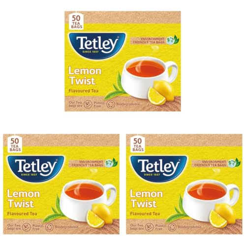 Image of Tetley | Lemon Flavoured Refreshing Tea | Black Tea | 50 Tea Bags (Pack of 3)