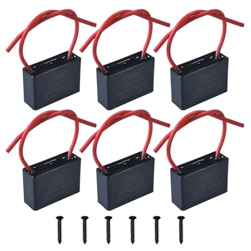 GTIWUNG 6 Piezas Condensateur CBB61 1.2μF 450V Condensador de Arranque de Motor con Alambre 1.2uF AC 50/60Hz Acondicionado Ventilador Motor Condensadores de Funcionamiento con Cable