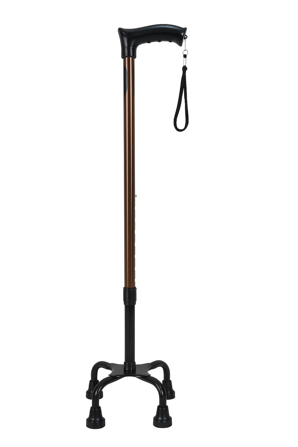 4-Leg Strong Walking Stick for Old People | Adjustable Height, Heavy Duty Lightweight Cane for Senior Citizens (Black & Copper)-image-14