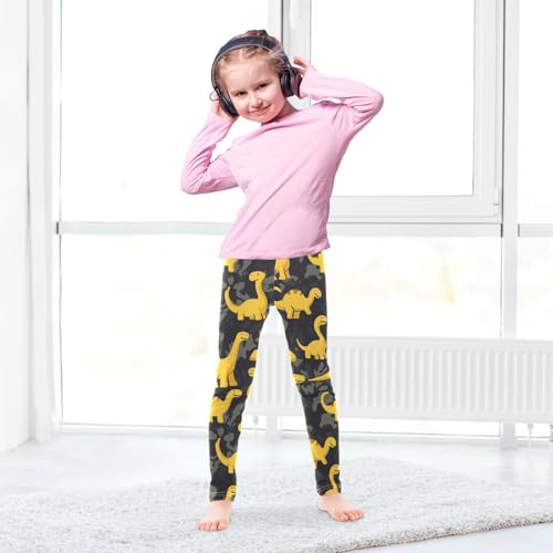 Wusikd Dinosaurs Girls' Leggings Toddler Doodles Dark Kids Yoga Pants Dance Active Tights 4T4