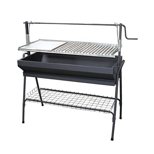 Imex El Zorro 71764 - Barbacoa con Parrilla-Plancha y Elevador, Negro, 80x50x115 cm