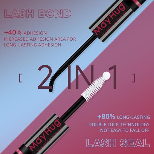 Mayhug Lash Bond and Seal Lash Glue Bond and Seal Long Lasting Strong Hold Waterproof 2 in 1 Cluster Eyelash Glue for DIY Lash Extensions