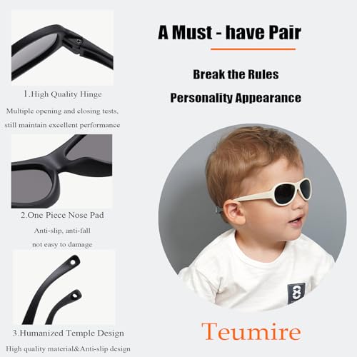 Kids Polarized Aviator Sunglasses Flexible Rubber Glasses Shades with Strap for Baby Boys Girls Age 0-36 Months3