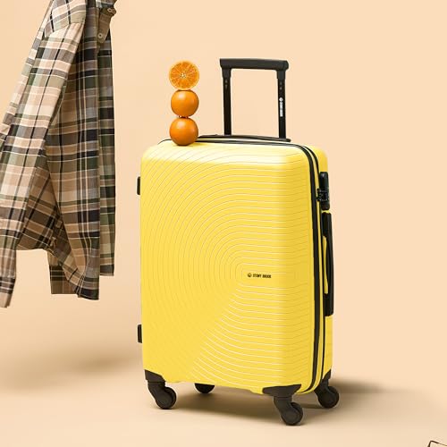 Image of Stony Brook by Nasher Miles Crescent Hard-Sided Polypropylene Cabin Luggage Yellow 20 Inch 55Cm Spinner Trolley Bag