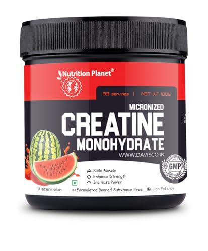 Nutrition Planet Micronized Creatine Monohydrate (Watermelon, 100g / 0.22 Lb, 33 Servings)