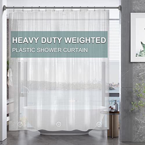 AmazerBath Plastic Shower Curtain Clear Premium PEVA, Clear Shower Curtain Heavy Duty 8G, Weighted Shower Curtains for Bathroom Accessories with 3 Big Stones and 12 Rustproof Grommets, 72×72 Inches
