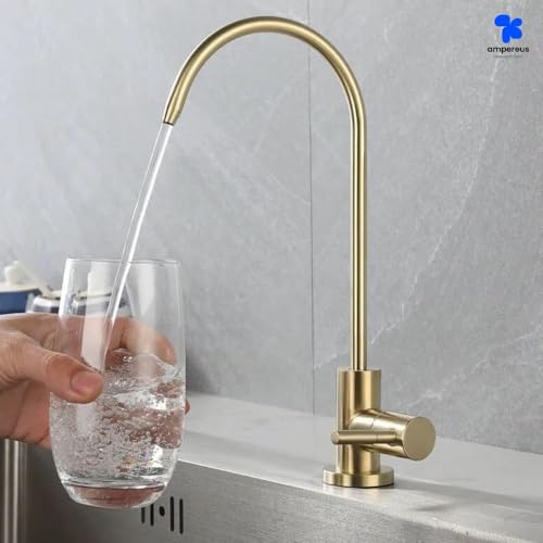 Image of AMPEREUS RO Faucet for Water Purifier, Premium Golden RO Tap Extender with Smooth Flow Control, Durable Water Tap for Kitchen Use, Leakproof Design & Easy Installation
