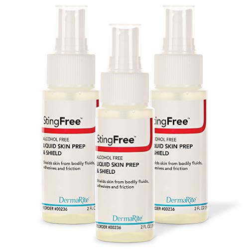 StingFree Alcohol Free Skin Prep Spray 3 Pack - 2 oz Spray Bottles - Liquid Barrier Skin Shield -72 Hour Protection - Skin Protectant Spray Shields Skin from Bodily Fluids, Adhesives, Friction