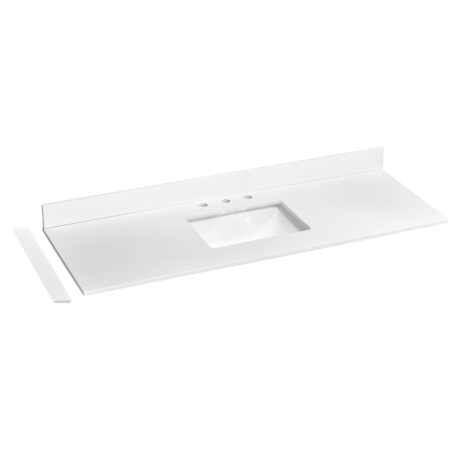 EQLOO 60 Inch Pure White Quartz Vanity Top