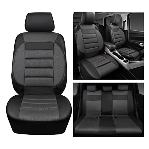 Car Pass Leather 3D Foam Back Support Car Seat Covers Full Set Air Mesh Automotive Seat Covers, All Season Car Seat Cover Fit Automotive,Suv,Sedan,Van, Airbag Compatible Elegance (Black Charcoal)… #TOP4