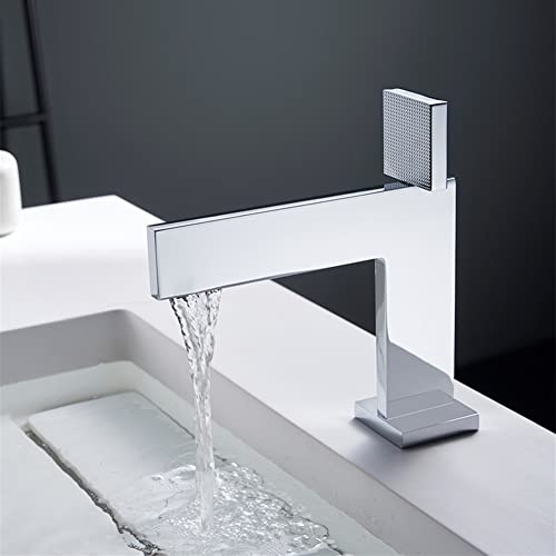 Grifo mezclador de fregadero monomando cuadrado en acero cepillado para cocina y baño