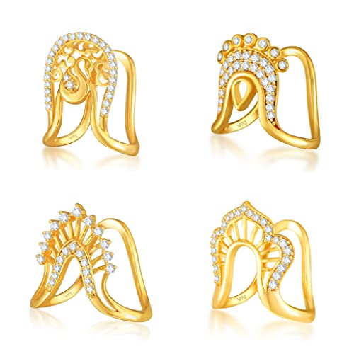 Vighnaharta Valentine vanki ghoda CZ Gold Plated Alloy Combo Ring Set for Women and Girls[VFJ1674-1672-1673-1671FRG]