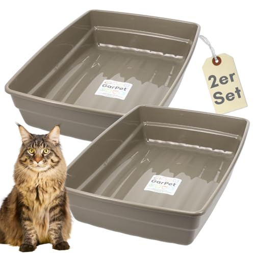 2er Set Katzenklo XXL Katzentoilette offen ohne Deckel Katzen Schalentoilette Klo Toilette Zubehör Doppelpack Sparpaket Katzentoiletten