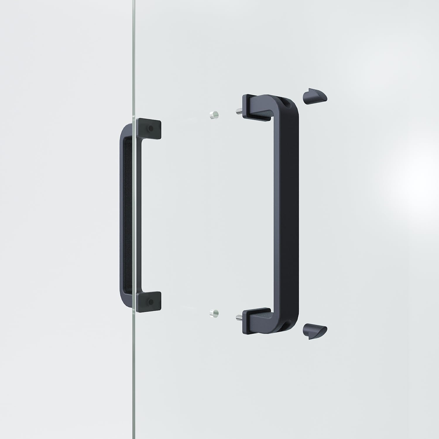 SANYROI shower door handle, hole spacing 145mm, shower cabin handle, arched glass door handle, zinc alloy, matt black, solid, length 160 mm - Image 2