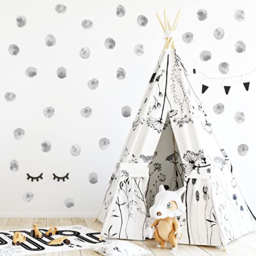 Rofarso 120 Decals 2.2'' Light Gray Watercolor Polka Dots Wall Decals Stickers Diy Removable Peel & Stick Wall Art Decorations Home Decor For Nursery Bedroom Living Room Playing Room #TOP1