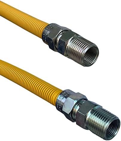 Jones Stephens 1/2" OD (3/8" ID) X 18" Gas Connector, Yellow Coated Corrugated Stainless Steel, 1/2" MIP X 1/2" MIP