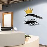 Beauty Salon Quote Wall Decal Stickers Make Up Store Home Decoration Murals LC1360 (Gold Crown+Black...