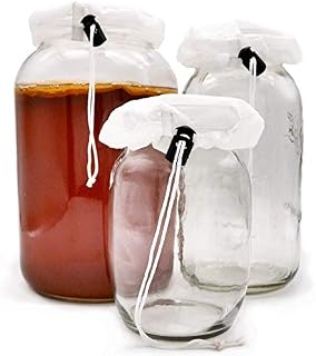 Kombucha Covers 3-Pack Premium Quality Breathable Fermentation Lid Bowl Cover for Brewing Kombucha -Can Fit on Jar Mouths up to 120mm Wide - Drawstring Closure - Great For Sourdough Starters