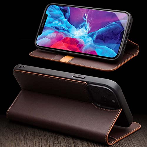 Étui iPhone 14 Pro anti-rayures portefeuille cuir noir 6.1 pouces