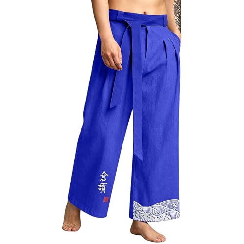 Pantalon long en lin pour homme coupe ample et style baggy léger