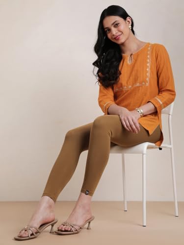 Image of TWIN BIRDS Super Stretchable Cotton Elasthane Fabric Ankle Length Leggings for Women