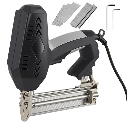 2-in-1 Electric Stapler Nailer Gun, Brad Nailer for Upholstery, Included 2000pcs Staples & 2000pcs Nails, 28mm Electric Nail Gun for DIY Project of Upholstery, Home Improvement and Woodworking