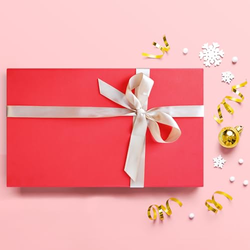Image of LIFELUM Red Magnetic Gift Box for Christmas Presents, 14 inchx8.5 inchx4.5 inch