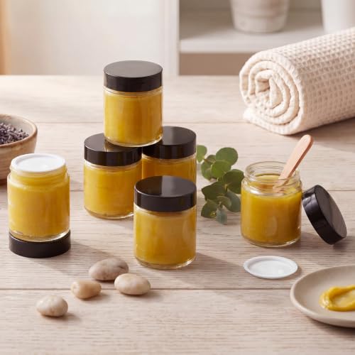 Image of Norme 12 Pcs 2.7 oz Glass Jars with Lids Cosmetic Jars, Black, Clear