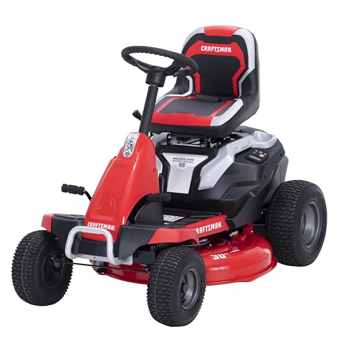 Craftsman 56V MAX* 30' Compact Brushless Riding Lawn Mower with 30Ah Battery, Electric Lawn Tractor with Cruise Control and LED Headlight, Red/Black