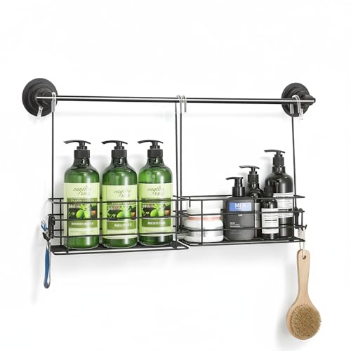 Seltomer 1-Tier Shower Caddy Hanging Shower Rack with Hooks Over Door 2PK