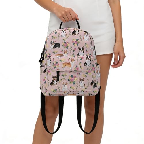 Image of Deanfun Mini Backpack for Women - Cute Dogs Print Small Backpack Purse with Ample Storage and Double Zippers Waterproof Shoulder Straps 3D Graphic Corgi MNSB-425