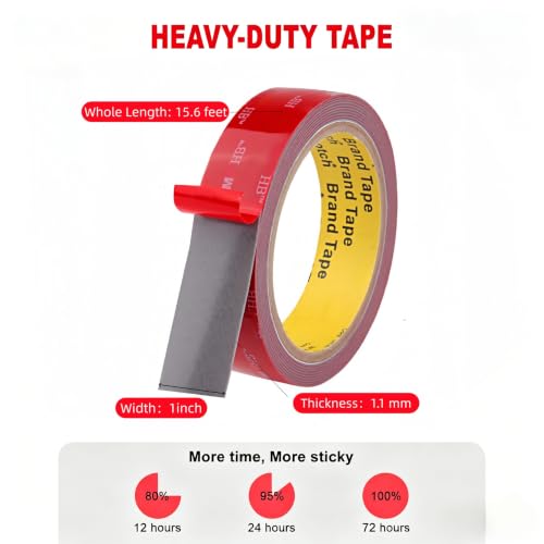 Image of SANKA Heavy Duty Double Sided Tape, High Bond Foam 4611 Tape, High Temperature Resistant Signage Mounting Tape, Waterproof Dark Gray 1 Inch x 15.6Ft for Automotive Industrial Metal Bonding