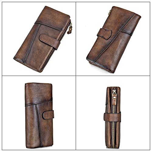 Leteulo Women's Rfid Blocking Clasp Wallet Vintage Hand Rubbing Wallets Organizer (Coffee) #TOP6