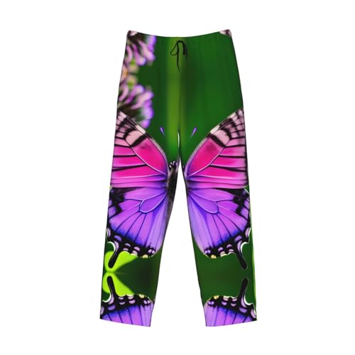 Pantalon de pyjama violet à jambe large et motif papillon - 4