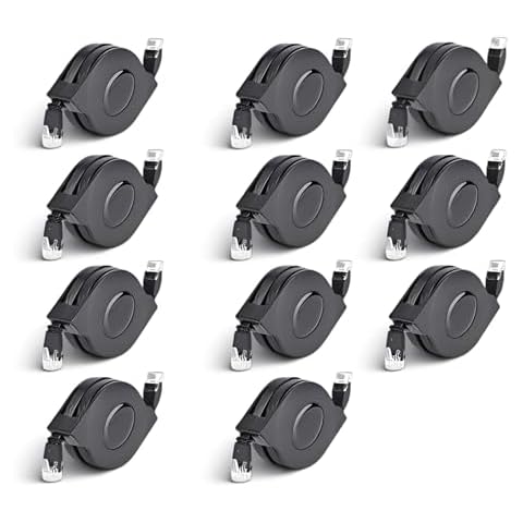Zerone CAT 6 Ethernet Cable Ultra Flat, Adjustable Retractable CAT6 RJ45 LAN Network Cable Patch Shielded Flat Ethernet Cord(2M) (10 Pack) Cover