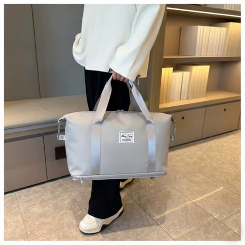 Image of WILDHORN 40 Liters Nylon Expandable Travel Duffle Bag for Men & Women, Waterproof Weekender Luggage Bag, Foldable Gym & Overnight Travel Hand Bag with Wet & Dry Compartment (Light Grey)