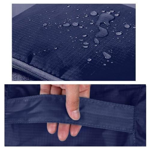 Image of 7 Pcs Foldable Luggage and Laundry Bag Pouch Waterproof Travel Toiletry Organizer Garment Storage Bag Portable Packing Cubes Storage Bag (1 Pc) (Grey) (NAVY BLUE)