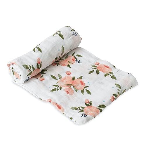 Image of Little Unicorn Premium Cotton Swaddle Baby Blanket | Breathable Fabric | for swaddling, Play, Nursing & More (Watercolor Roses)