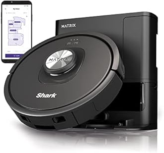 Shark RV2310AE Matrix Self-Emptying Robot Vacuum with Bagless, 45-Day Capacity, Self-Cleaning Brushroll for Pet Hair, No Spots Missed on Carpets & Hard Floors, Precision Home Mapping, Wi-Fi, Black