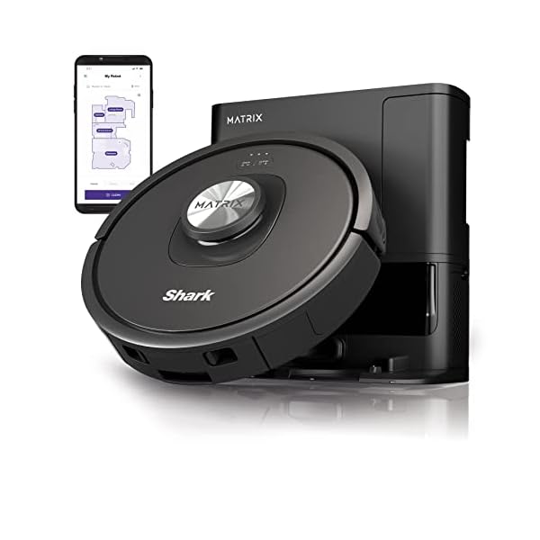 Shark RV2310AE Matrix Self-Emptying Robot Vacuum with Bagless, 45-Day Capacity, Self-Cleaning Brushroll for Pet Hair, No Spots Missed on Carpets & Hard Floors, Precision Home Mapping, Wi-Fi, Black