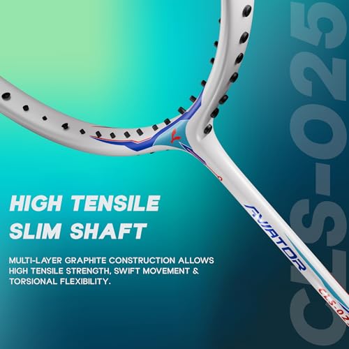 Konex Premium Badminton Racquet with Carbon Shaft | Ultra Durable & Lightweight, Graphite Layered Design | Ideal for Intermediate Players Pearl (Pack of 1, with String) White & Blue - Image 6