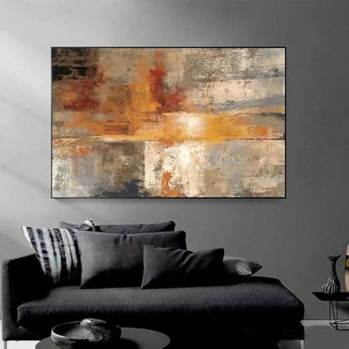 Impressions sur toile décoratives 70x90cm avec cadre abstrait jaune moderne
