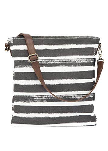 Maika Crossbody Sling, Stripes Charcoal, Grey