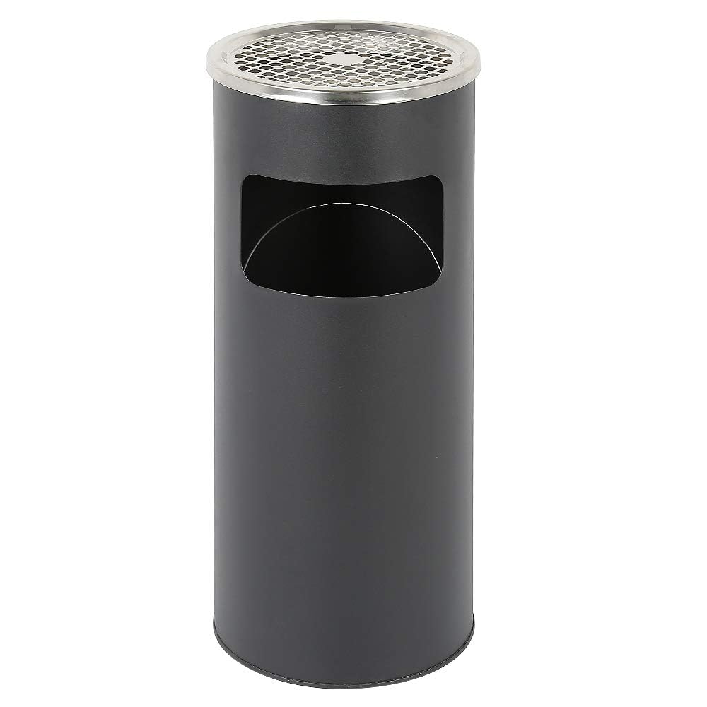 Cubo de basura para cocina, cenicero de acero inoxidable, para hotel, jardín, exterior, 25 x 25 x 60 cm, color negro