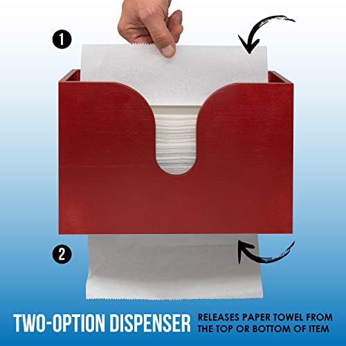 Bamboo Paper Towel Dispenser, Paper Towel Holder Wall Mount & Countertop for Kitchen and Restroom Decor - Holds Multifold Paper Towel, C Fold, Trifold Hand Tissue Napkins. - Thumbnail 3
