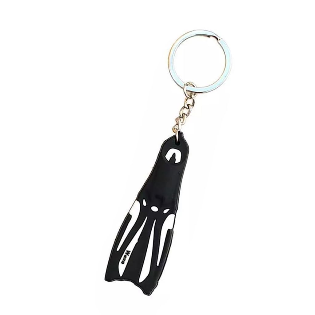 FANSWAN 1Piece Silicone Diving Flippers Keychain Silicone Diver Fin Keyring Elegant Key Holder Ocean Theme Accessory 13cm, White