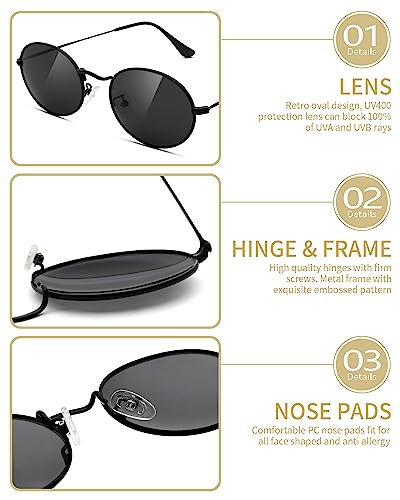 Pro Acme Retro Oval Metal Polarized Sunglasses for Women Men Small Trendy 90s Vintage Shades3
