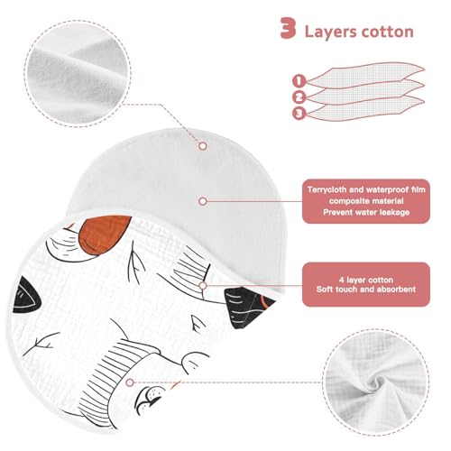 Bolaz Baby Burp Cloths 4 Pack,Handdrawn Dog Pattern,Feeding Cloths Face Towel Super Absorbent Soft Cotton Burping Rags Feeding Bibs4