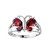 ANAZOZ Anello Rosso Donna Fidanzamento,Anello Placcato Argento Farfalla Zirconia Cubica Cristallo Rossa Misura dell'Anello 15