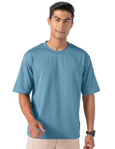 Image of DAMENSCH Statement Solid Oversized T Shirt for Men, Heavyweight, Anti-Pilling, Stylish, Relaxed Fit T Shirt for Men Cotton